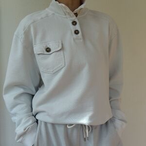 Vintage Tasso Elba Button Front Quarter Sweatshirt / Size Large